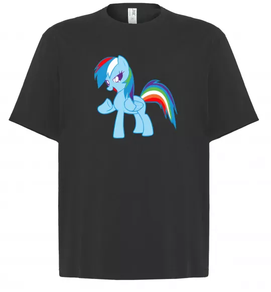 Футболка Оверсайз Rainbow pony Чорний фото