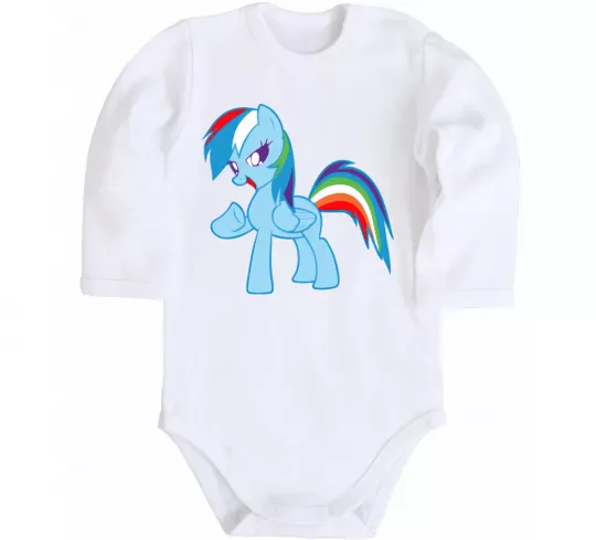 Детский боди Rainbow pony Белый фото