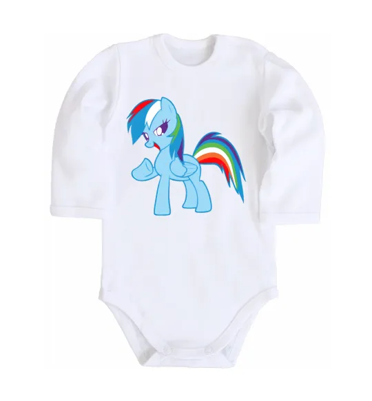Детский боди Rainbow pony Белый фото