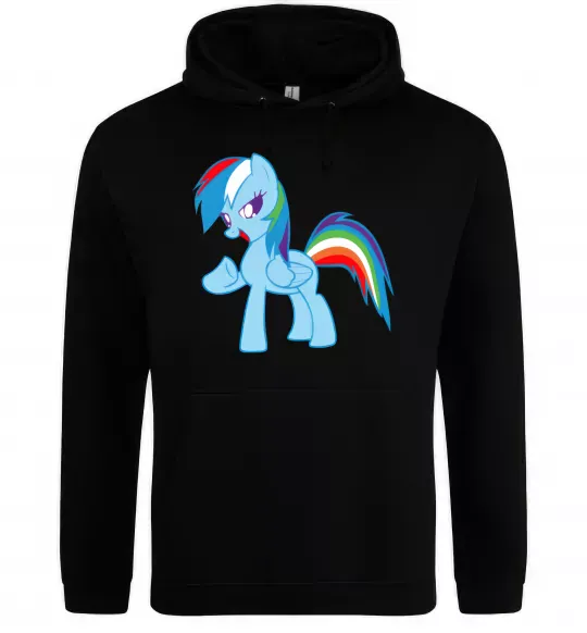 Чоловіча толстовка (худі) Rainbow pony Чорний фото