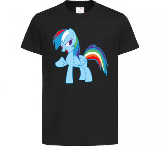 Дитяча футболка Rainbow pony Чорний фото
