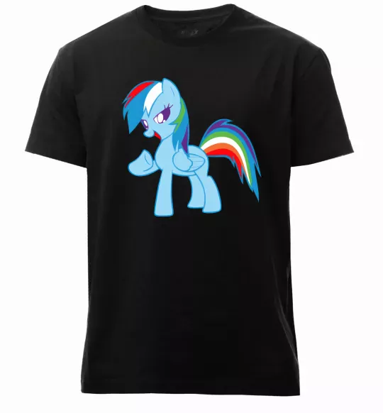 Мужская премиум футболка Rainbow pony Черный фото