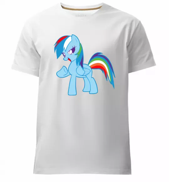 Мужская премиум футболка Rainbow pony Белый фото