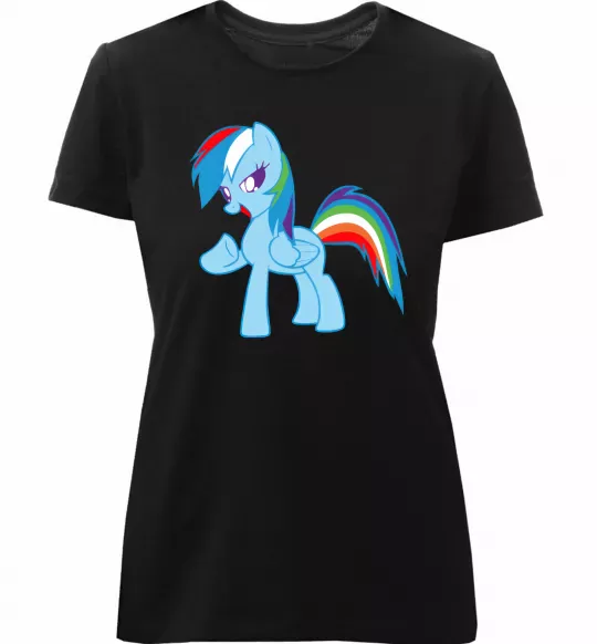 Жіноча преміум футболка Rainbow pony Чорний фото