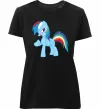 Жіноча преміум футболка Rainbow pony Чорний фото