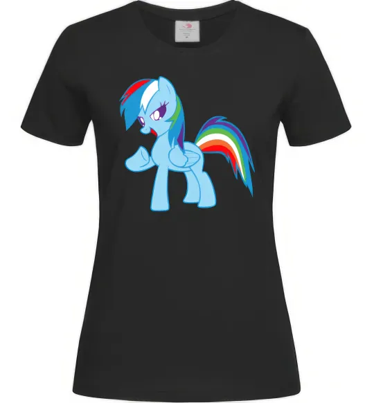 Жіноча футболка Rainbow pony Чорний фото