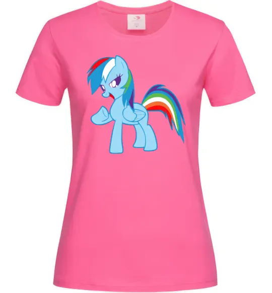 Жіноча футболка Rainbow pony Яскраво-рожевий фото