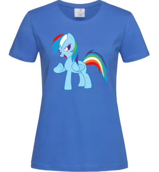 Жіноча футболка Rainbow pony Яскраво-синій фото