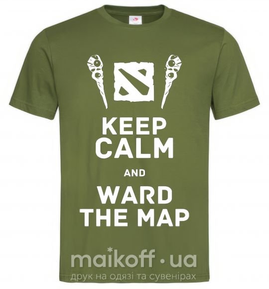 Мужская футболка Keep calm and ward the map Оливковый фото