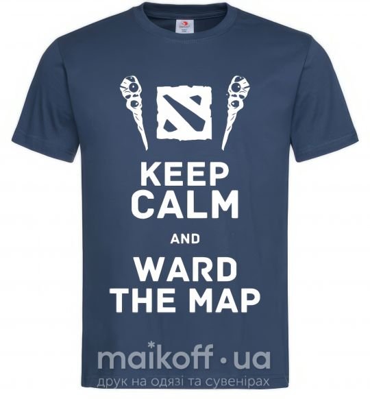 Мужская футболка Keep calm and ward the map Темно-синий фото