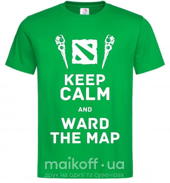 Мужская футболка Keep calm and ward the map Зеленый фото