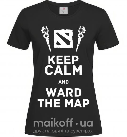 Женская футболка Keep calm and ward the map Черный фото