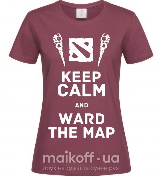 Жіноча футболка Keep calm and ward the map Бордовий фото