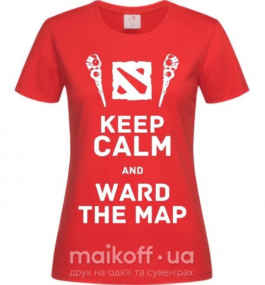 Женская футболка Keep calm and ward the map Красный фото