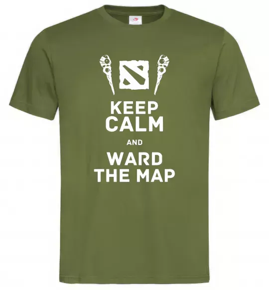 Мужская футболка Keep calm and ward the map Оливковый фото