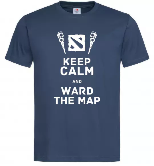 Мужская футболка Keep calm and ward the map Темно-синий фото