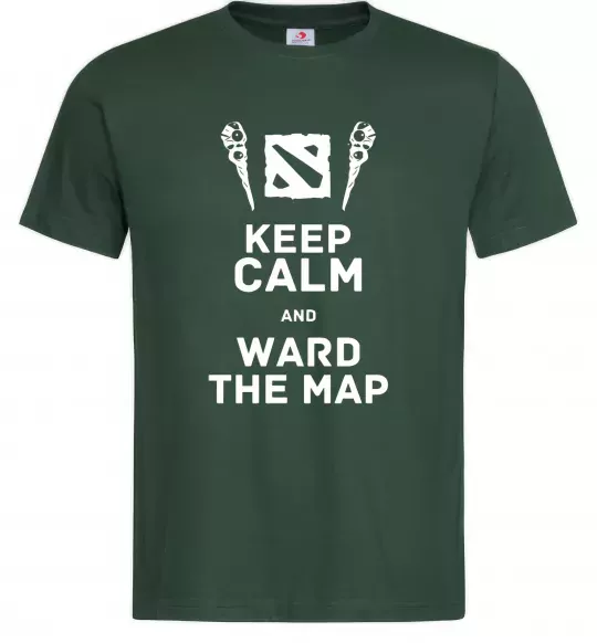 Мужская футболка Keep calm and ward the map Темно-зеленый фото