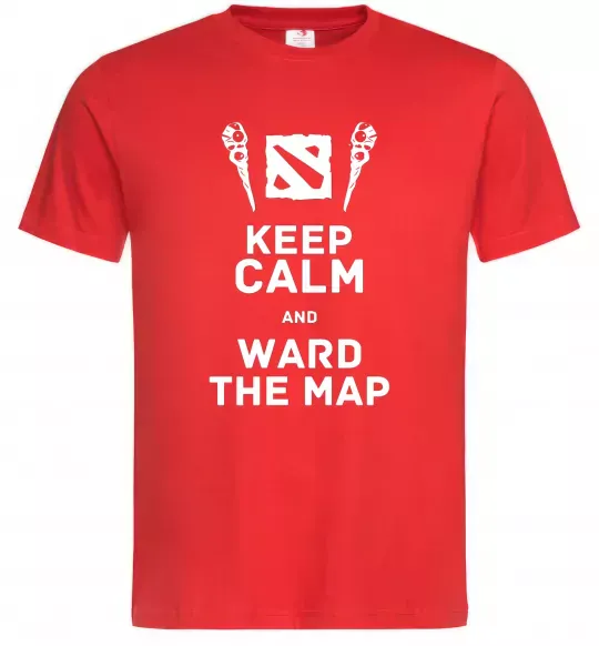 Мужская футболка Keep calm and ward the map Красный фото