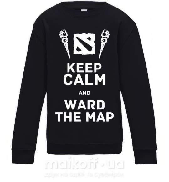 Детский Свитшот Keep calm and ward the map Черный фото