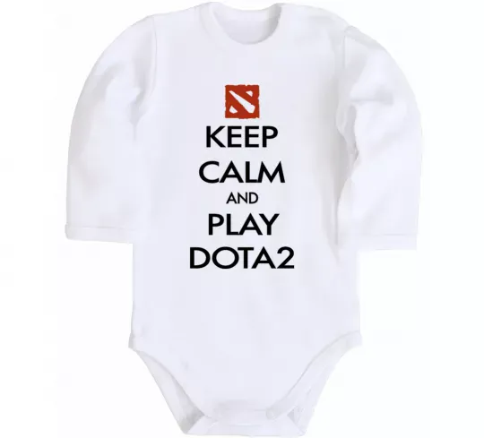 Детский боди Keep calm and play Dota2 Белый фото