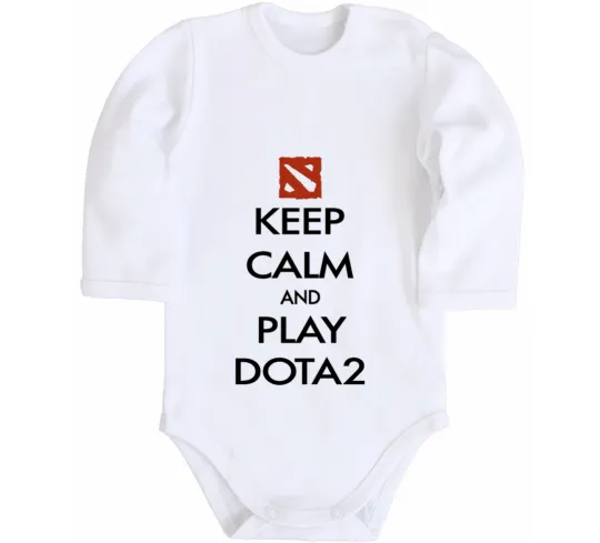 Детский боди Keep calm and play Dota2 Белый фото