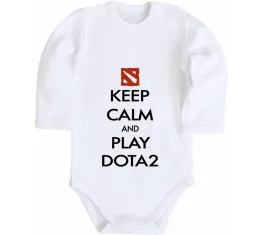 Дитячий бодік Keep calm and play Dota2 Білий фото