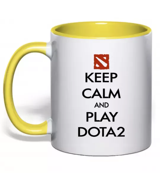 Чашка з кольоровою ручкою Keep calm and play Dota2 Сонячно жовтий фото