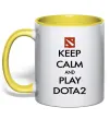 Чашка з кольоровою ручкою Keep calm and play Dota2 Сонячно жовтий фото