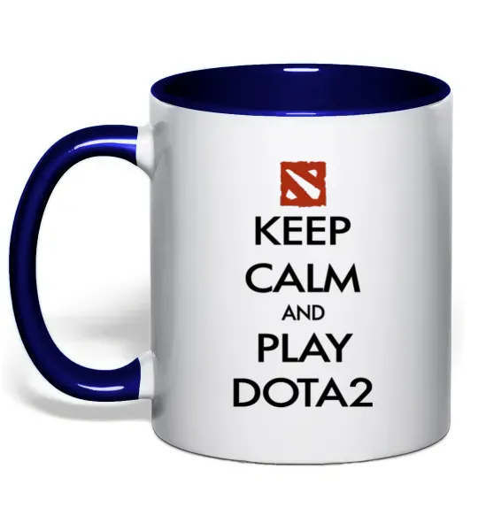 Чашка з кольоровою ручкою Keep calm and play Dota2 Глибокий темно-синій фото