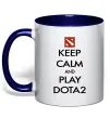 Чашка з кольоровою ручкою Keep calm and play Dota2 Глибокий темно-синій фото
