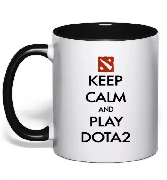 Чашка з кольоровою ручкою Keep calm and play Dota2 Чорний фото