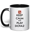 Чашка з кольоровою ручкою Keep calm and play Dota2 Чорний фото