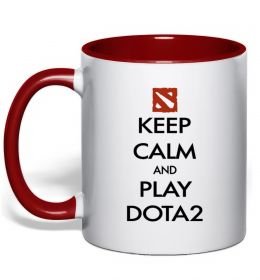 Чашка с цветной ручкой Keep calm and play Dota2