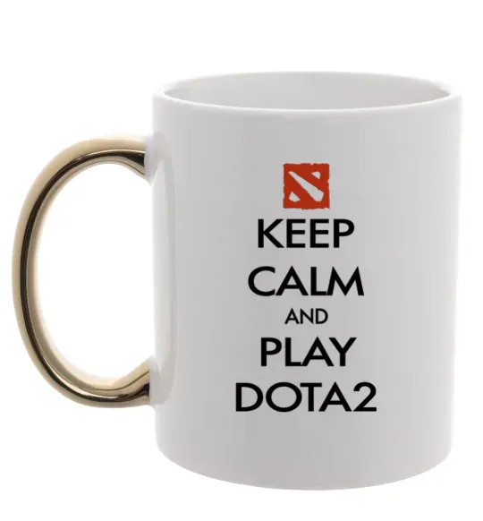 Чашка з кольоровою ручкою Keep calm and play Dota2 Золото фото