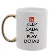 Чашка з кольоровою ручкою Keep calm and play Dota2 Золото фото