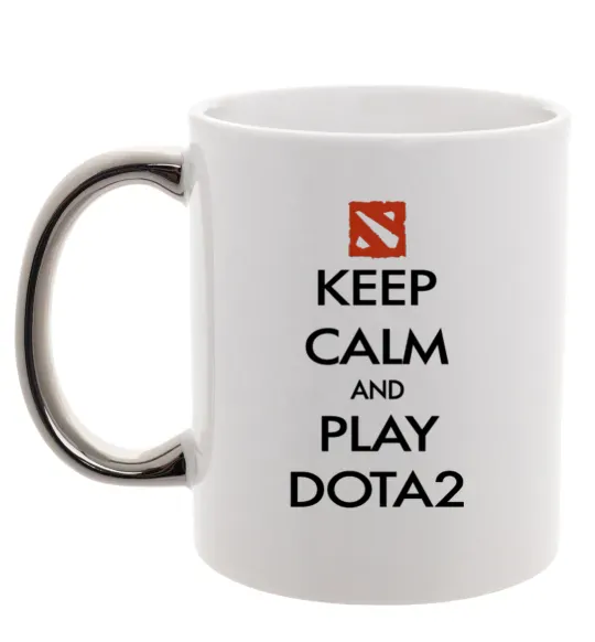 Чашка з кольоровою ручкою Keep calm and play Dota2 Срібло фото