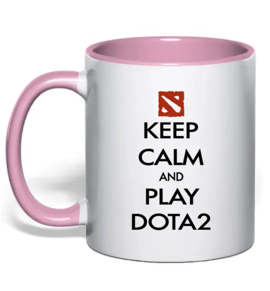 Чашка з кольоровою ручкою Keep calm and play Dota2 Ніжно рожевий фото