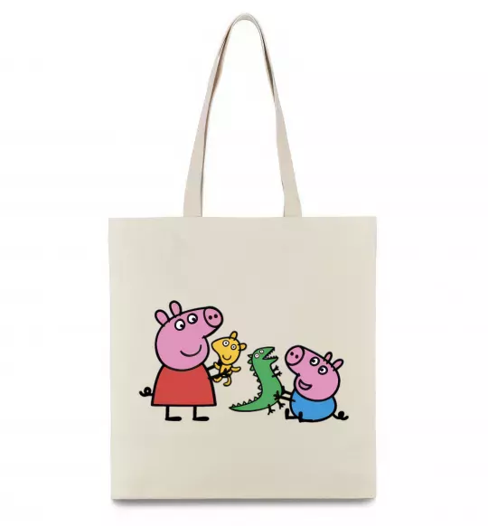 Еко-сумка Пеппа і Джордж з іграшками Бежевий фото