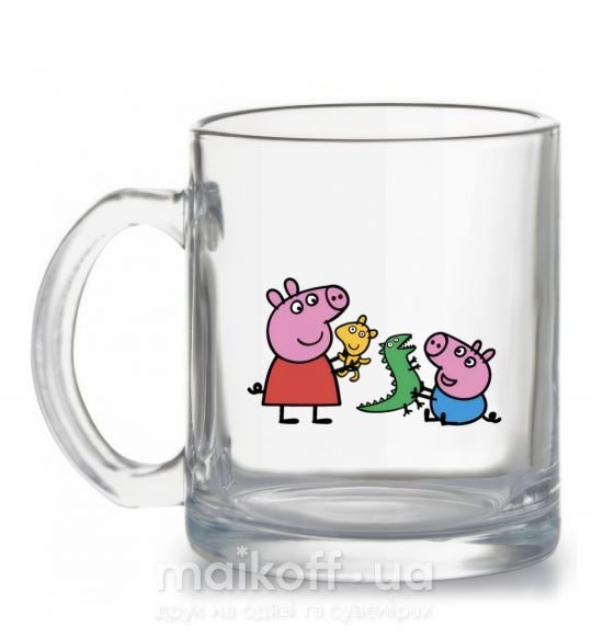 Чашка скляна Пеппа и Джордж с игрушками Прозорий фото