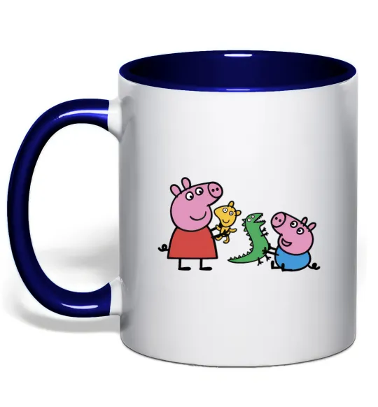 Чашка з кольоровою ручкою Пеппа і Джордж з іграшками Глибокий темно-синій фото