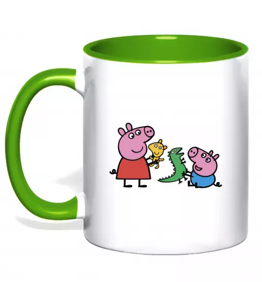 Чашка з кольоровою ручкою Пеппа і Джордж з іграшками Зелений фото