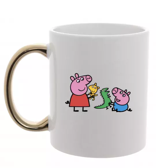 Чашка з кольоровою ручкою Пеппа і Джордж з іграшками Золото фото