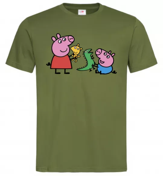 Мужская футболка Пеппа і Джордж з іграшками Оливковый фото