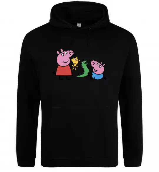 Женская толстовка (худи) Пеппа і Джордж з іграшками Черный фото
