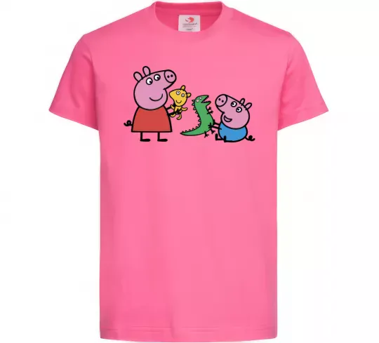 Детская футболка Пеппа і Джордж з іграшками Ярко-розовый фото
