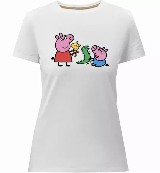 Женская премиум футболка Пеппа і Джордж з іграшками Белый фото