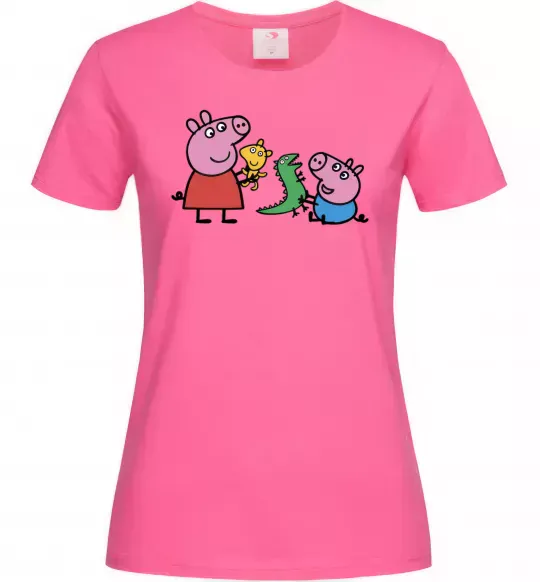 Женская футболка Пеппа і Джордж з іграшками Ярко-розовый фото