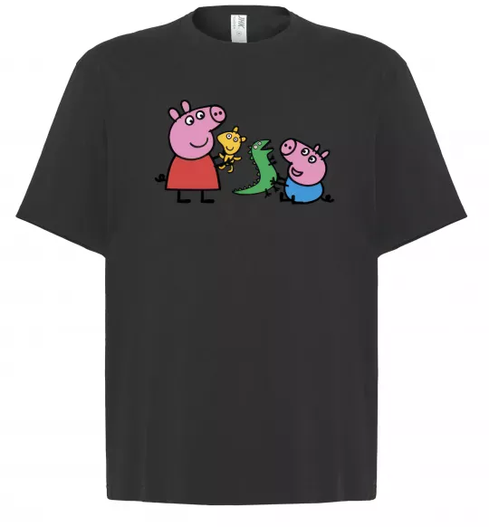 Футболка Оверсайз Пеппа і Джордж з іграшками Черный фото