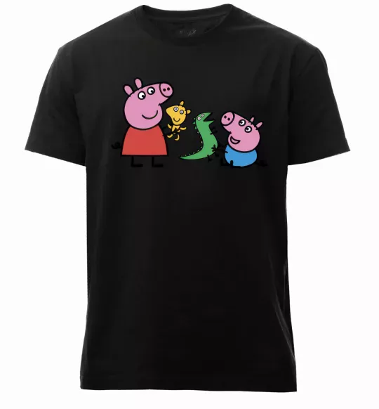 Чоловіча преміум футболка Пеппа і Джордж з іграшками Чорний фото