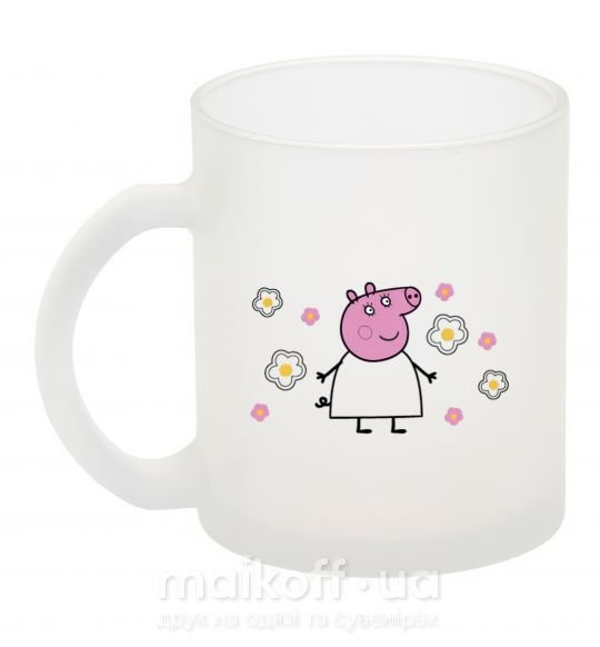 Чашка стеклянная Мама Свинка в цветах Фроузен фото